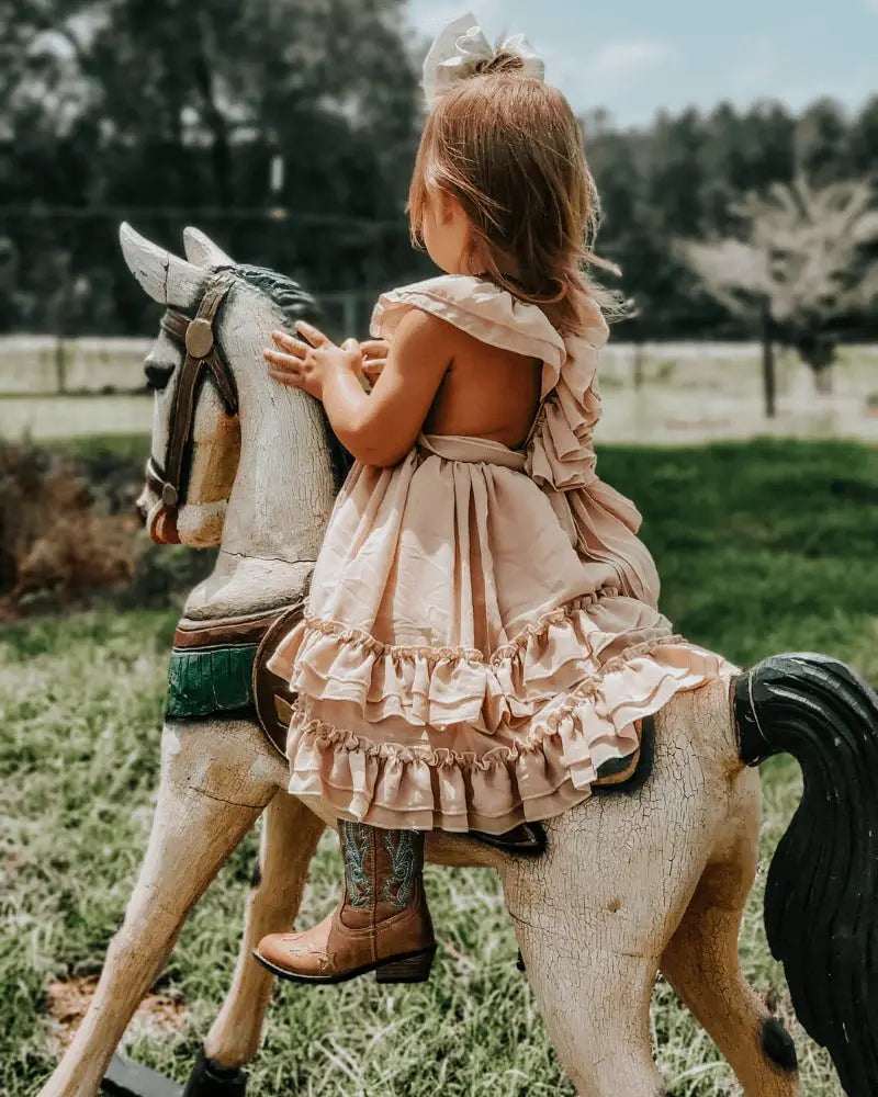 Mommy & Me - Champagne Ruffle Maxi Dress