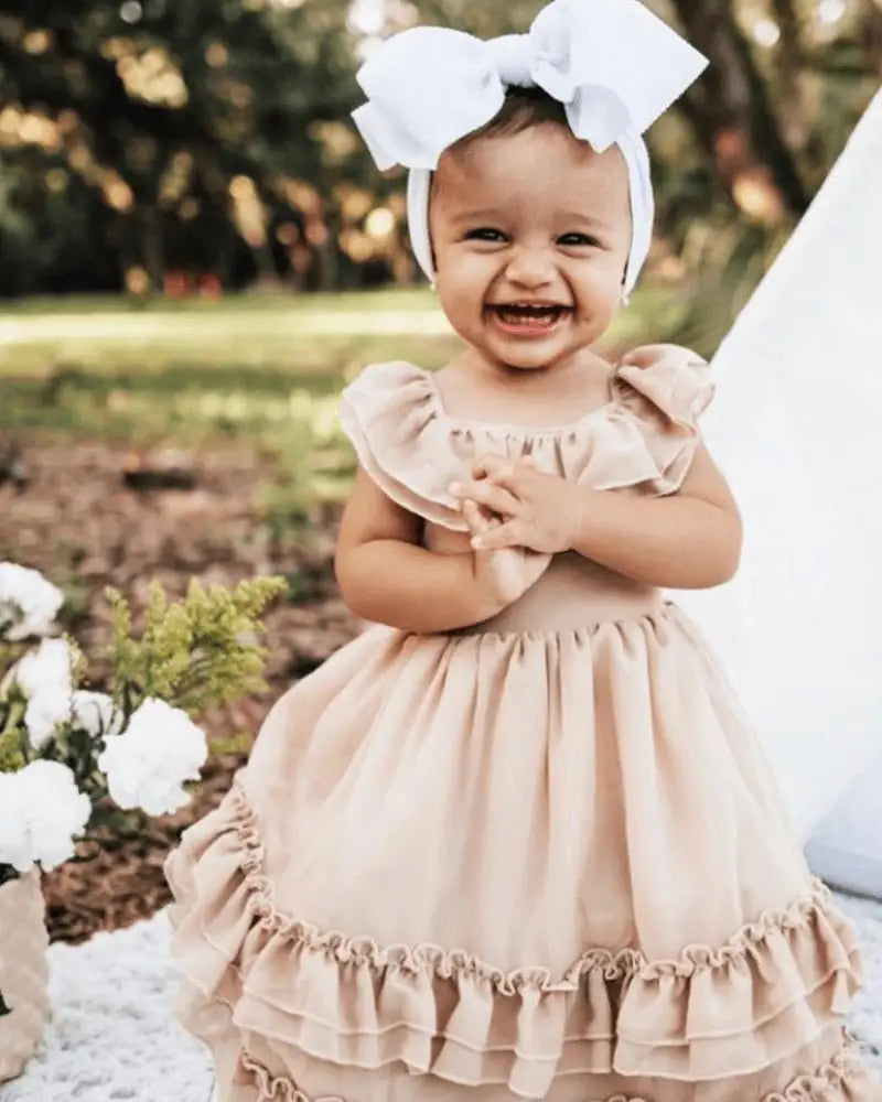 Mommy & Me - Champagne Ruffle Maxi Dress