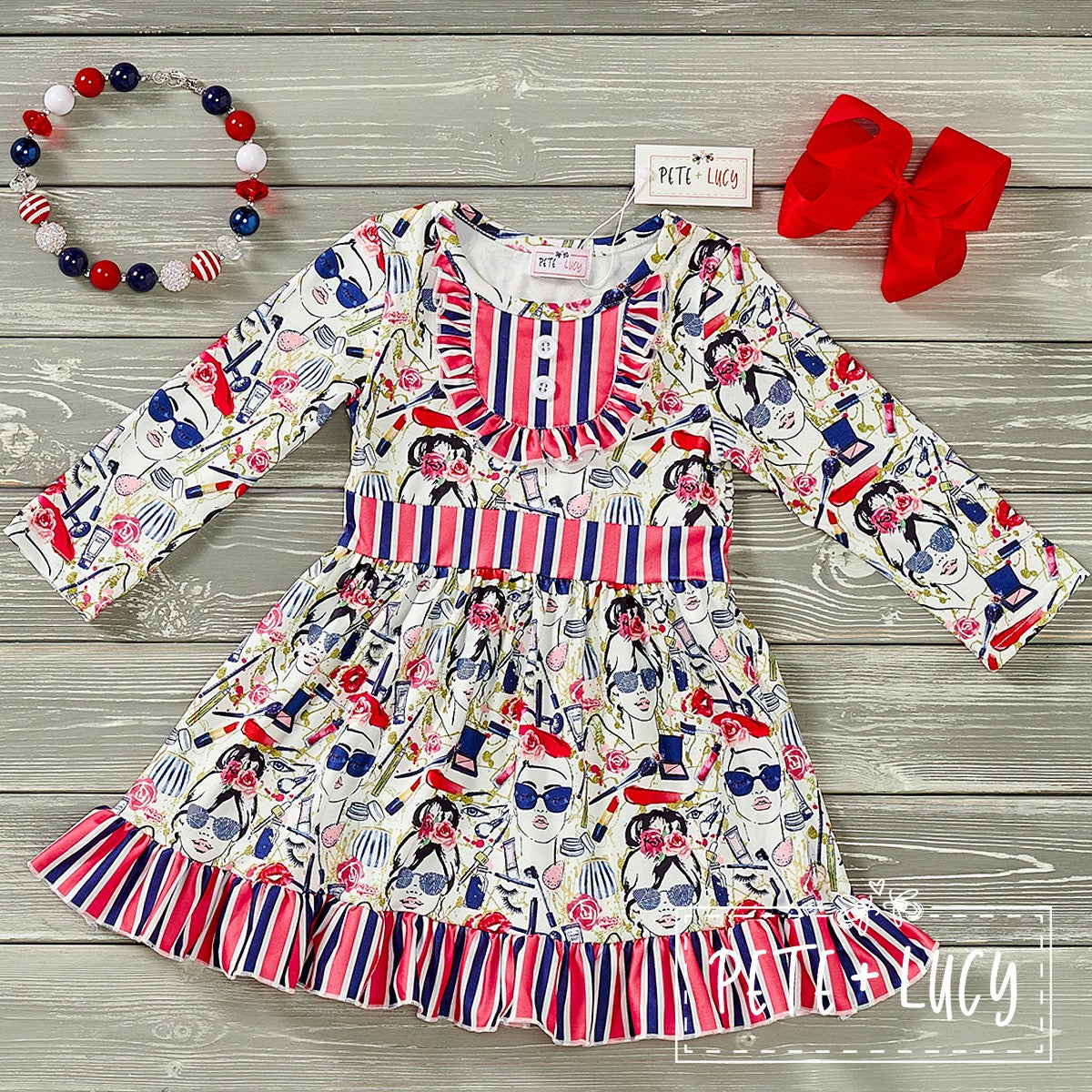 Glamour Stripe - Long Sleeve Dress