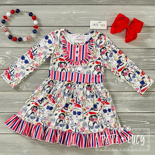 Glamour Stripe - Long Sleeve Dress