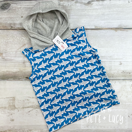 Not So Baby Shark - Boys Sleeveless Hoodie
