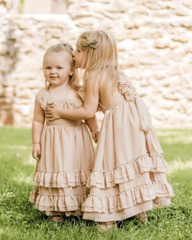 Mommy & Me - Champagne Ruffle Maxi Dress