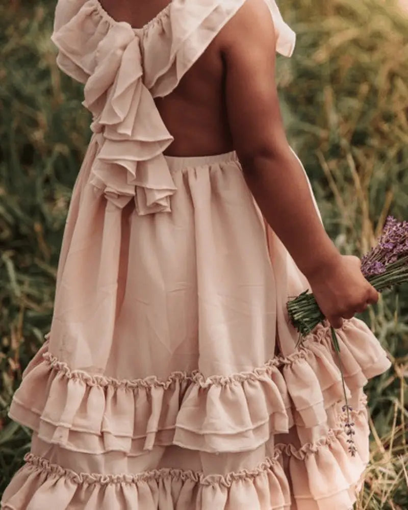 Mommy & Me - Champagne Ruffle Maxi Dress