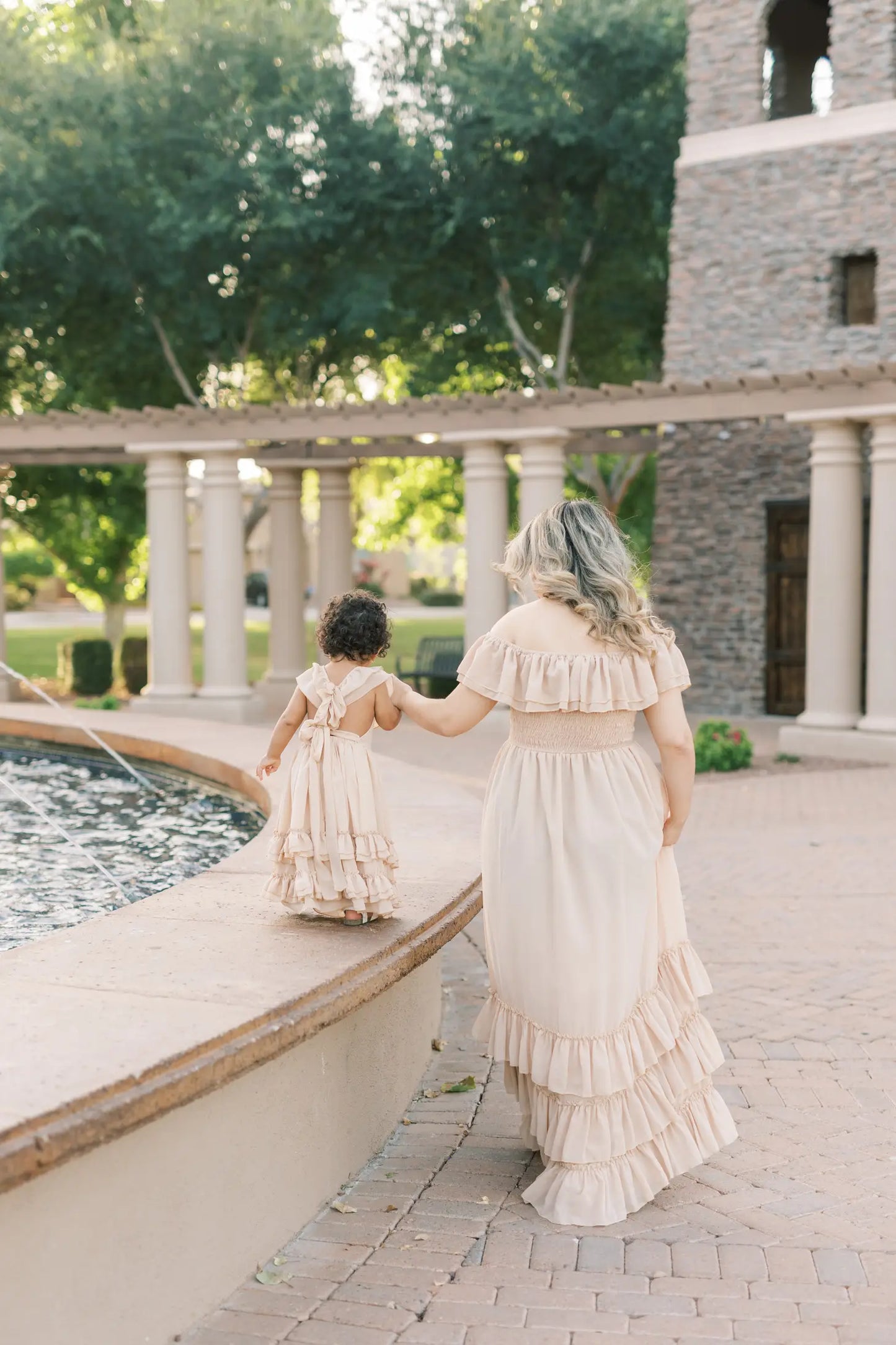 Mommy & Me - Champagne Ruffle Maxi Dress
