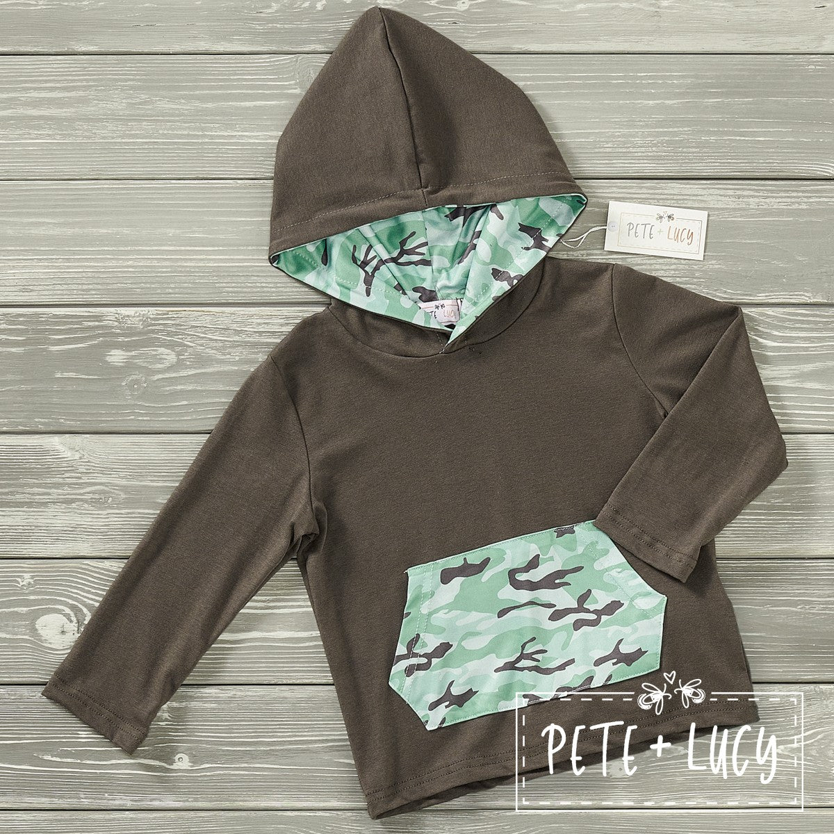 Grey Camo - Boys Long Sleeve Hoodie/Short set