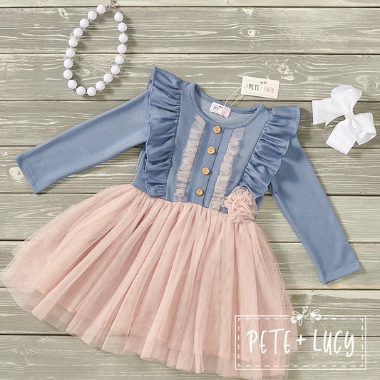 All Things Tulle-Denim: Fancy Blush Tulle Long Sleeve Dress